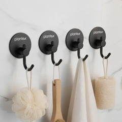 Plantex Wall Hanging Hook/Bath Towel Hook/Self Adhesive Round Robe Hooks for Kitchen/Bathroom/Stylish Home Decor Items - Pack of 4 (Black)-1