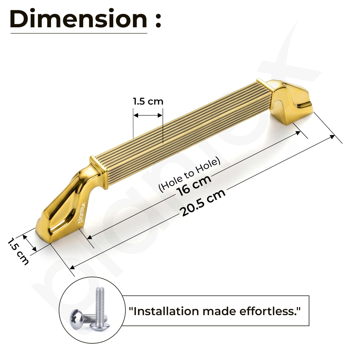 Plantex Aluminium Cabinet Handle/160mm Wardrobe Handle for Home/Cupboard Door Pull-Push Handles for Office - Pack of 2 (Brass Antique & Gold)-2
