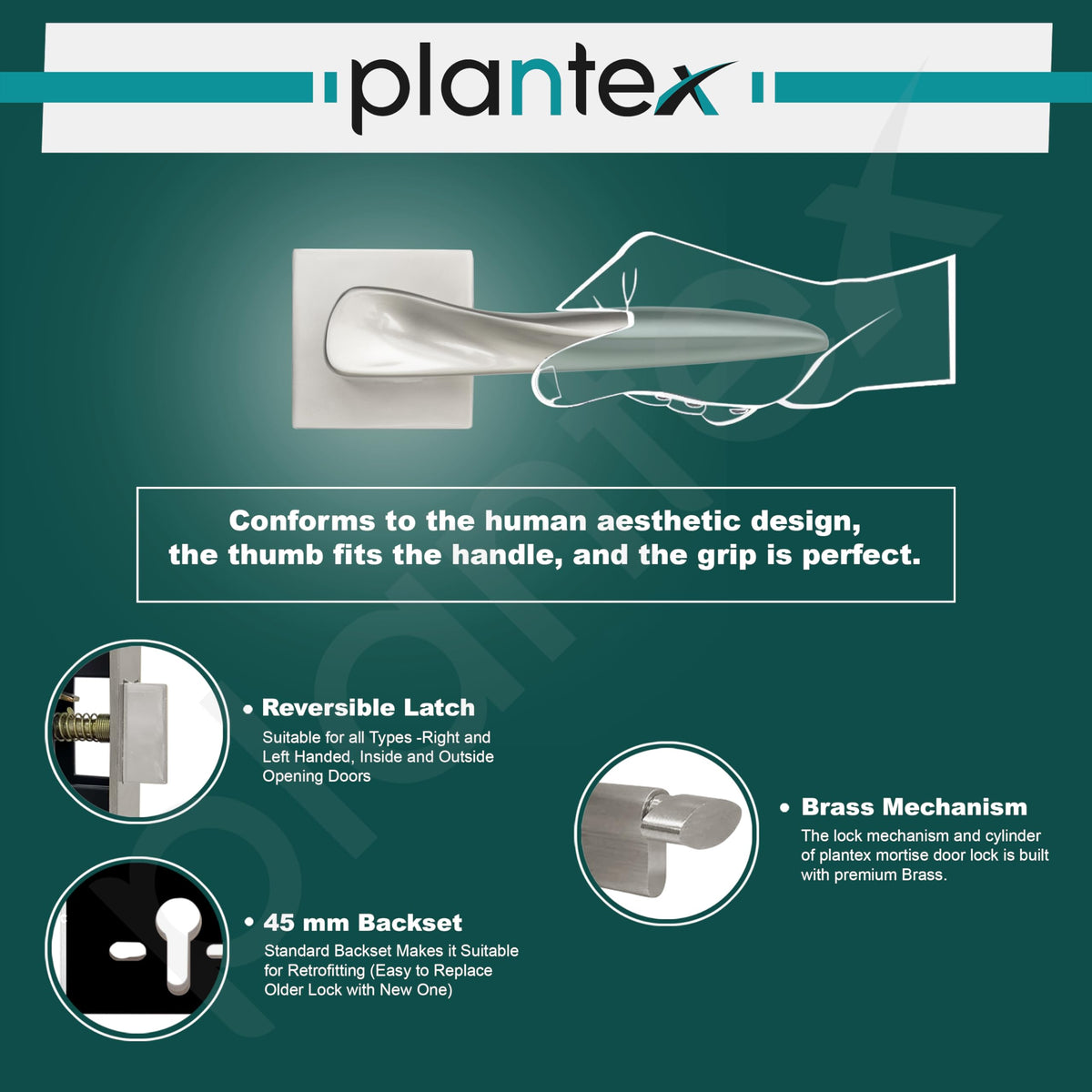 Plantex Premium Door Lock with 3 Years of Warranty/Main Door Lock Set for Home/Mortise Lock for Door (PT-002- Satin)-3