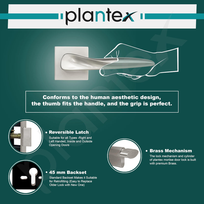 Plantex Premium Door Lock with 3 Years of Warranty/Main Door Lock Set for Home/Mortise Lock for Door (PT-002- Satin)-3