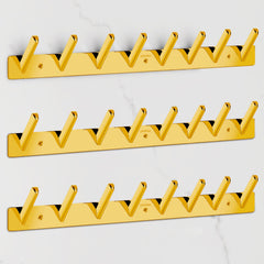 Plantex Wall Hooks for Hanging Cloth/Stainless Steel Towel Hangers/Bathroom Robe Hooks/Door Hangers/Square Wall Hook/Hook Rail for Hanging Keys - 8 Hooks (Pack of 3, PVD Gold)-1