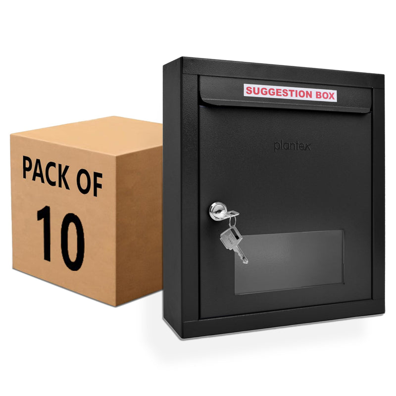 Plantex All in 1 Letter Box/Multipurpose Box/GI Steel Suggestion Box/Complaint Box/Post Box/Donation Box/Letter Box for Home gate and Office with Keylocks - Pack of 10 (Black)-1