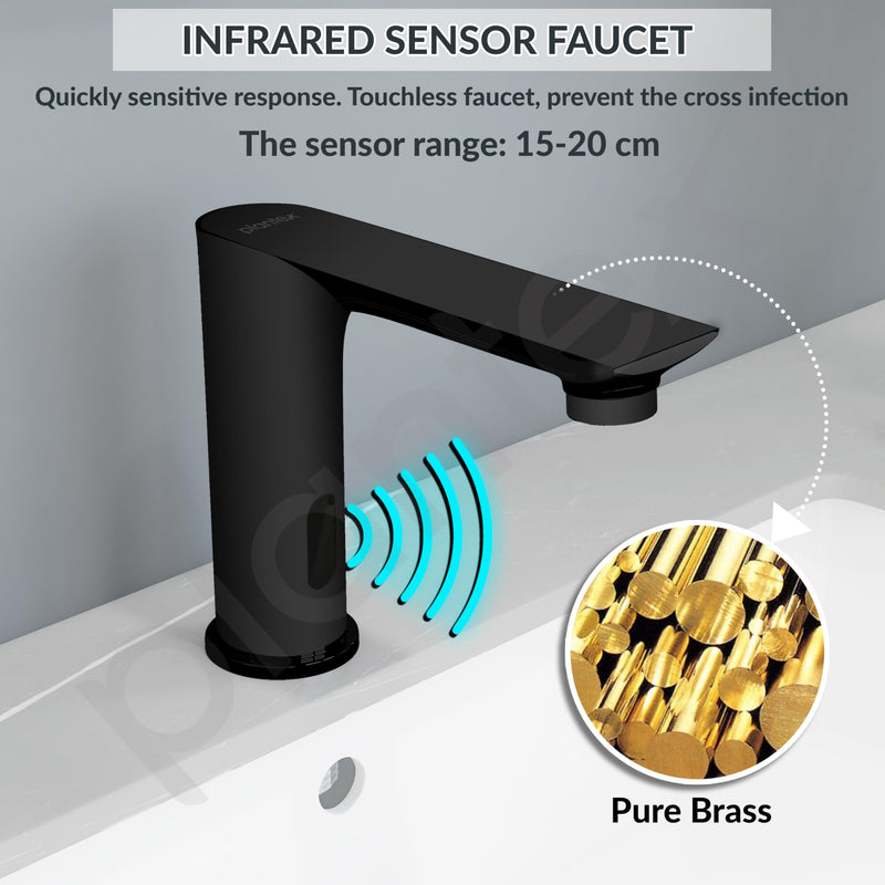 Plantex Solid Brass Automatic Touchless Faucet for Wash Basin/Sensor Tap for Kitchen Sink/Electronic Basin Tap/Sink Tap for Kitchen Basin (Black)-2