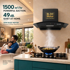 Faber Agile 60cm 1500m³/hr BLDC Autoclean Curved Shape Chimney | Built In Oil Collector | Touch & Gesture Control | 8Yr 