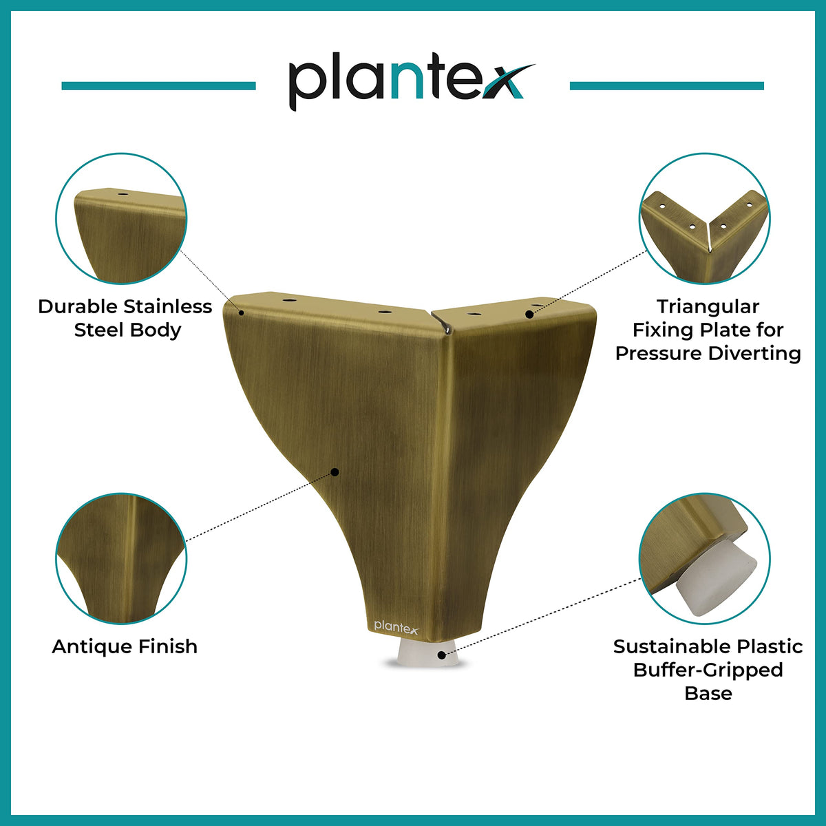 Plantex Heavy Duty Round 4 inch Spare Sofa Legs for Bed Furniture/Sofa Legs for Furniture Fitting/Table Legs/Sofa Leg Set of 2 pcs (Brass Antique) (Model APS-DTS-63)-4