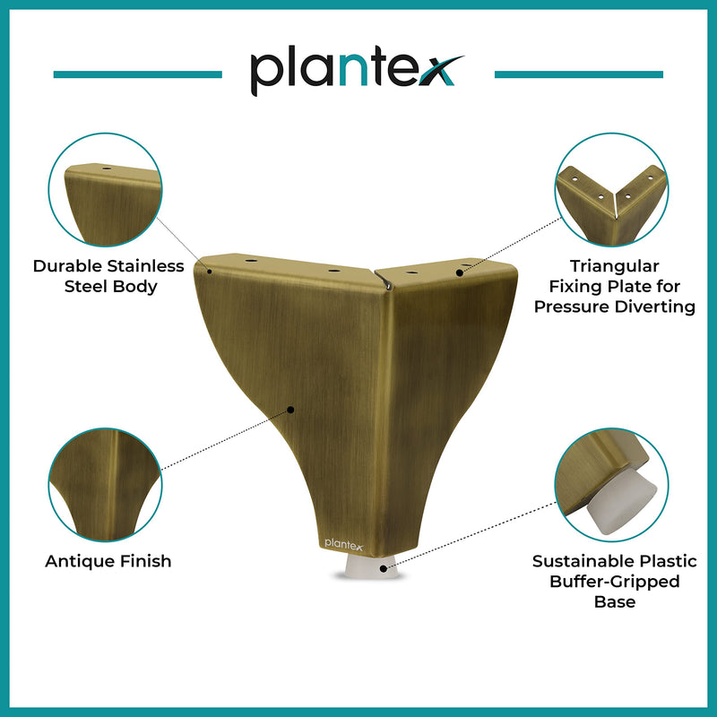 Plantex Heavy Duty Round 4 inch Spare Sofa Legs for Bed Furniture/Sofa Legs for Furniture Fitting/Table Legs/Sofa Leg Set of 2 pcs (Brass Antique) (Model APS-DTS-63)-4