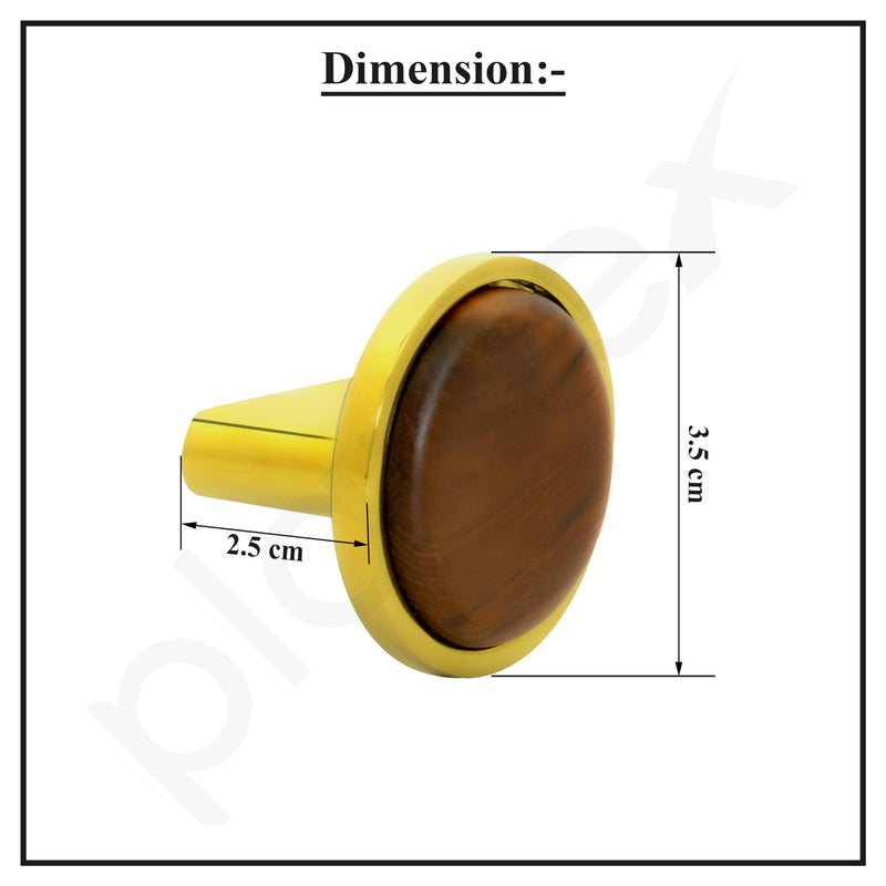 Plantex Knobs for Drawer/Round Drawer Knobs/Knobs for Cabinets/Pull-Push Knobs for Kitchen/Bedroom Drawer - Pack of 4 (Small, Gold & Wood)-2