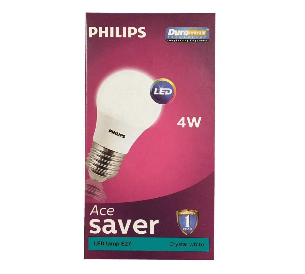 Philips Base E27 4-Watt LED Bulb (Cool Day Light/Crystal White) (Pack of 12)