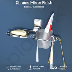 Plantex 304 Grade Stainless Steel 2 in 1 Soap Dish with Tumbler Holder/Soap Holder with ABS Toothbrush Stand/Bathroom Accessories - Pack of 1 (Chrome)-5
