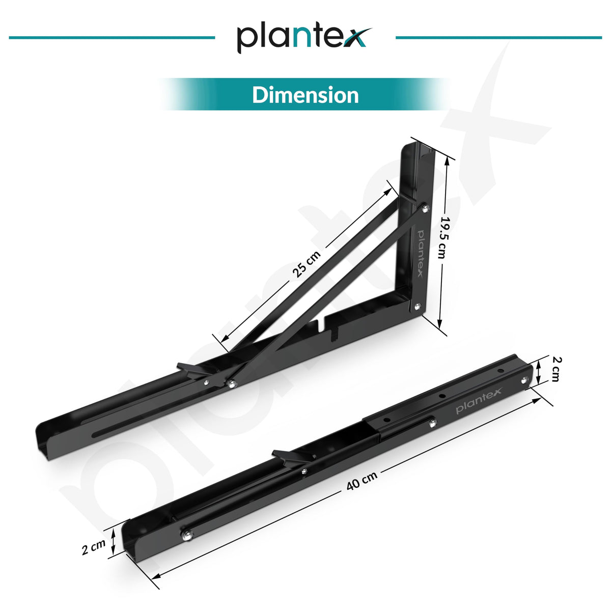 Plantex 16 Inch Foldable Shelf Bracket/GI Steel Multipurpose Bracket/L Bracket/Space Saving Bracket for Wall/Folding Table Bracket for Home & Office (Pair of 1, Black)-3