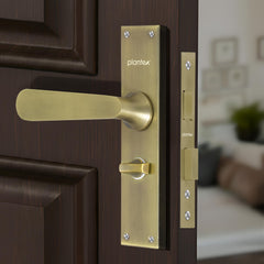 Plantex Stainless Steel Door Lock “ Bathroom Door Lock/Mortise 8inch Keyless Plate Handle Set for Home/Bathroom/Storeroom/Balcony/Office - Pack of 1 (DTM-659, Brass Antique)-1
