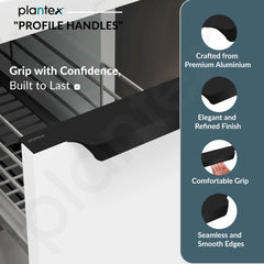 Plantex Profile Handle for Kitchen Cabinet/8 Inch Aluminium Drawer Profile Handle/Wardrobe Pull Handle for Home/Office/Hotel - Pack of 2 (Black) (Model APS-PF-1004)-2