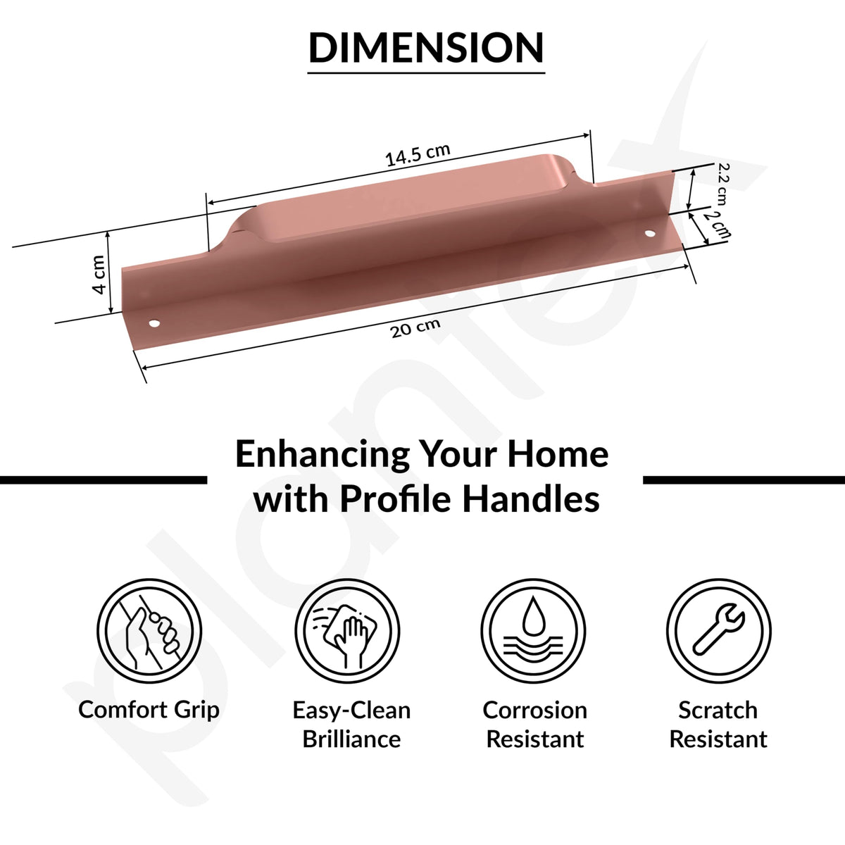 Plantex Profile Handle for Kitchen Cabinet/8 Inch Aluminium Drawer Profile Handle/Wardrobe Pull Handle for Home/Office/Hotel - Pack of 3 (Rose Gold) (Model APS-PF-1004)-3