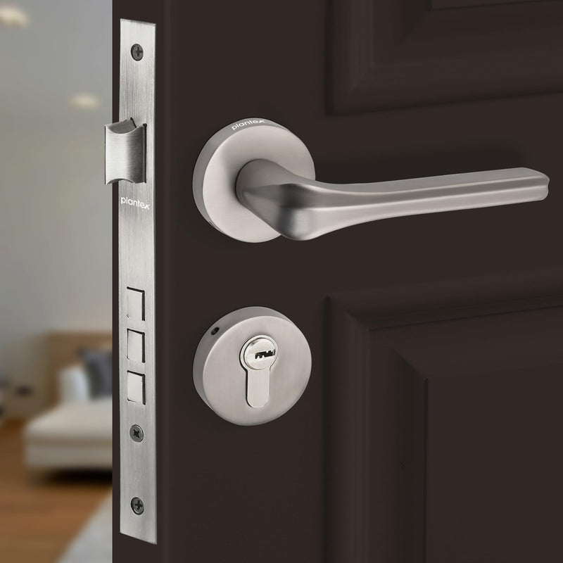 Plantex Main Door Lock/Mortise Lock for Door with 3 Years of Warranty - Robust Door Lock for Home with Brass Lock Body & Cylinder (Satin Finish) (Model APS-LM-064)-1