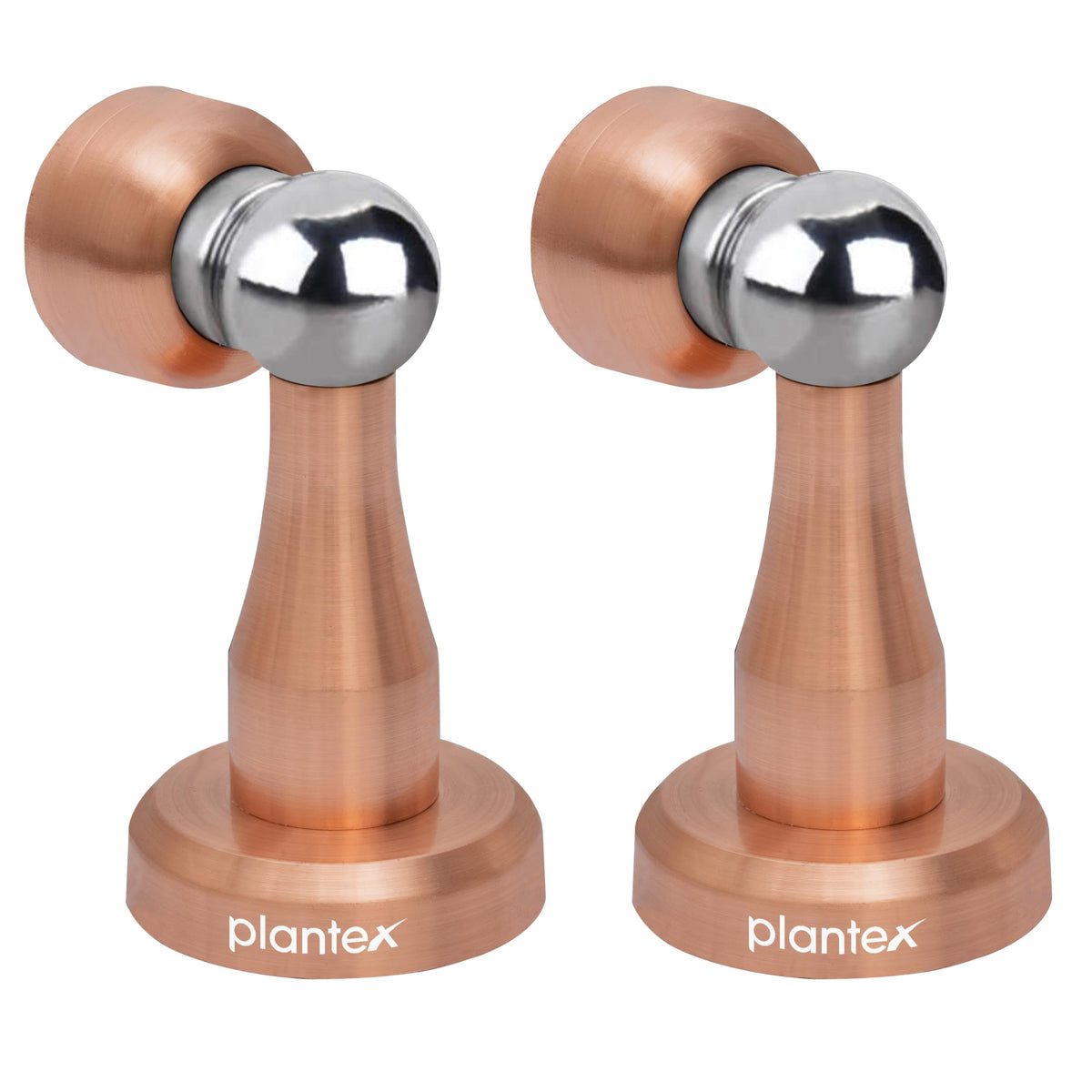 Plantex Stainless Steel 360 Degree 4 inch Door Magnet Stopper for Home/Office/Hotel Wall and Floor Mounted Soft-Catcher to Hold Wooden/Glass/PVC Door Stops - Pack of 2 (PVD Rose Gold Finish)-1