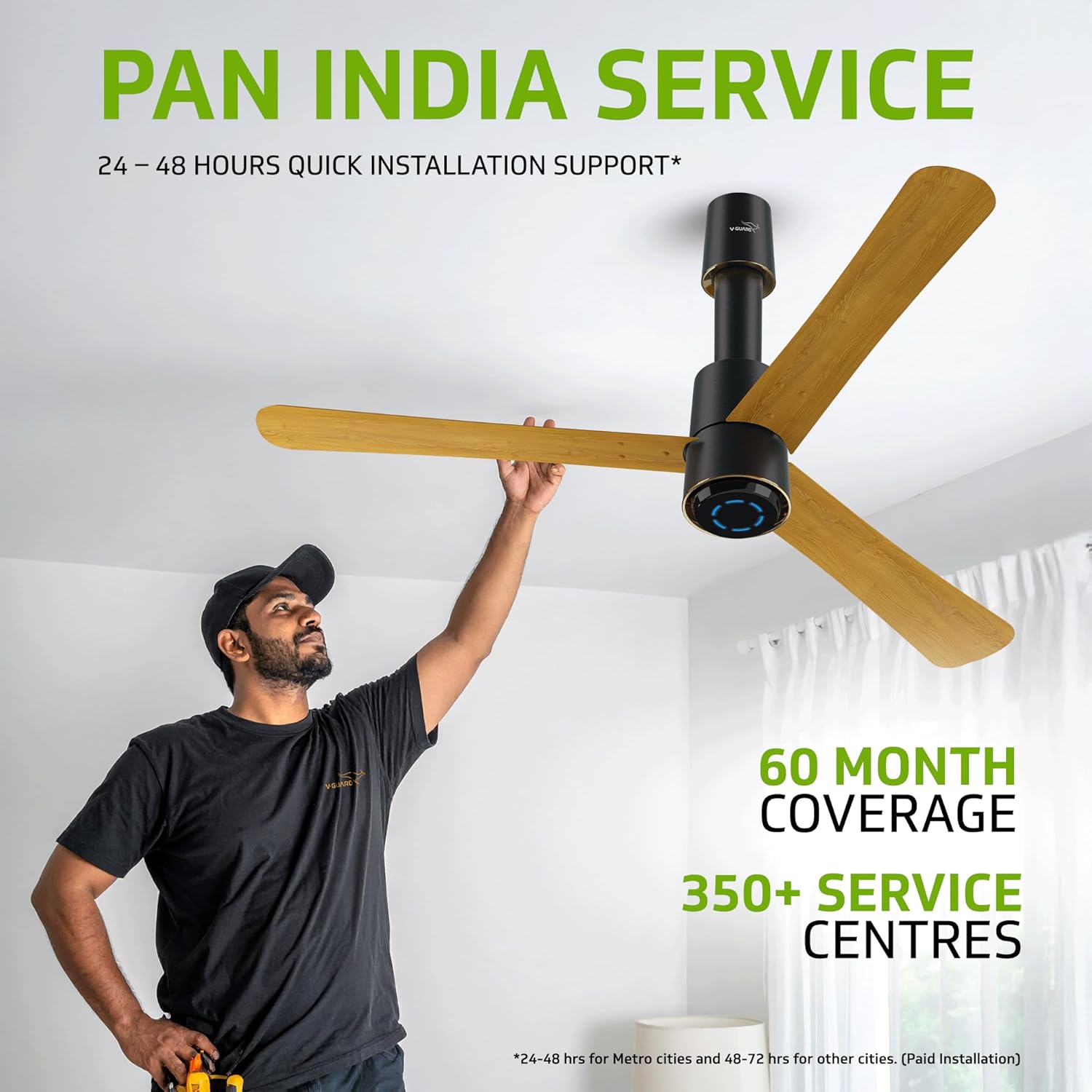 V-Guard Insight-G Premium BLDC Ceiling Fan For Home | 6 Speed Settings | 5-Star Energy Saving | Convenient Remote Control | High-Speed 100% Copper Motor | 1.2M (Choco Gold Wood)