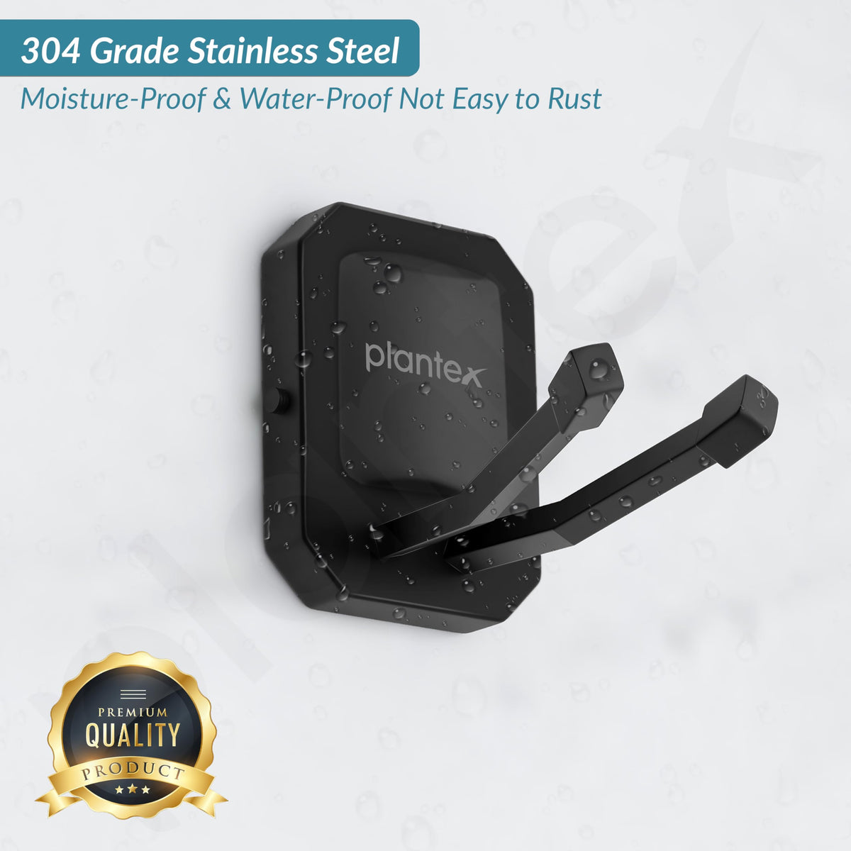 Plantex 304 Grade Stainless Steel Robe Hook for Bathroom/Cloth-Towel Hanger/Hooks for Wall/Bathroom Accessories - Cute (Black)-6