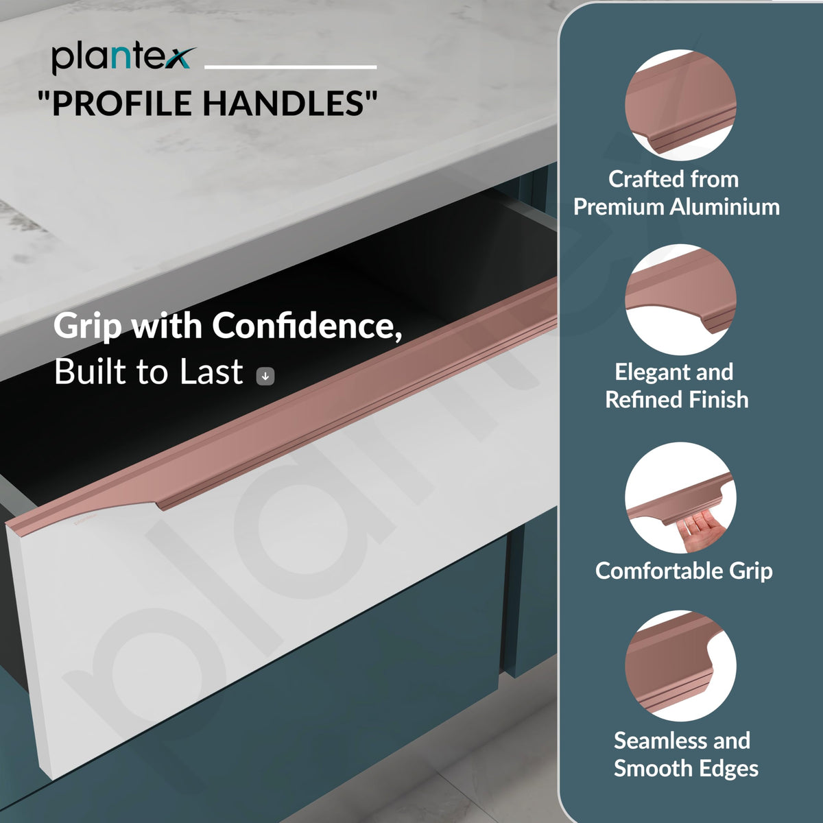 Plantex Profile Handle for Kitchen Cabinet/26 Inch Aluminium Drawer Profile Handle/Wardrobe Pull Handle for Home/Office/Hotel - Pack of 2 (Rose Gold) (Model APS-PF-1003)-2