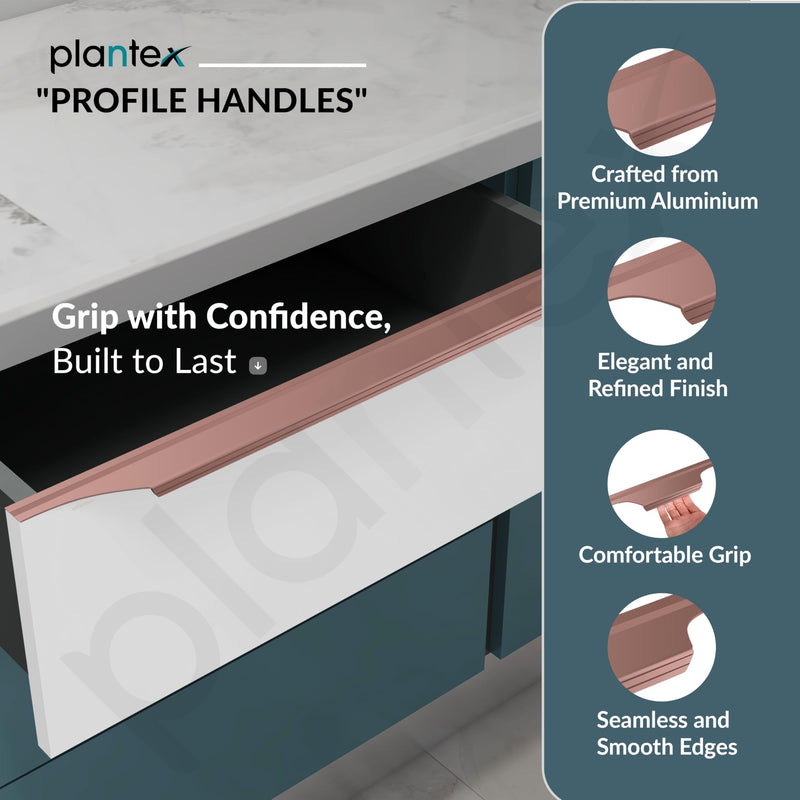 Plantex Profile Handle for Kitchen Cabinet/28 Inch Aluminium Drawer Profile Handle/Wardrobe Pull Handle for Home/Office/Hotel - Pack of 3 (Rose Gold) (Model APS-PF-1003)-2
