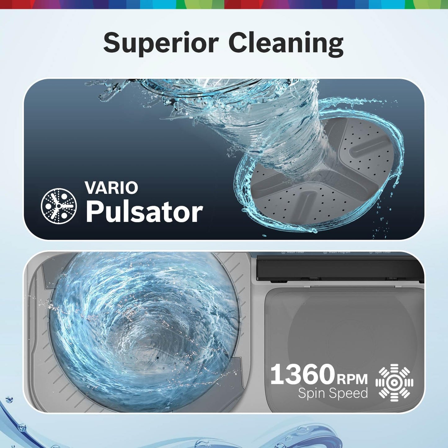 Bosch 9 kg 5 Star Semi-Automatic Top Loading Washing Machine (2025 Model, WJP904P0IN, 3 Wash Programs, Anti-Rust Body, 1300 RPM Spin Speed, Peacock Blue, 5 Years Comprehensive Warranty)