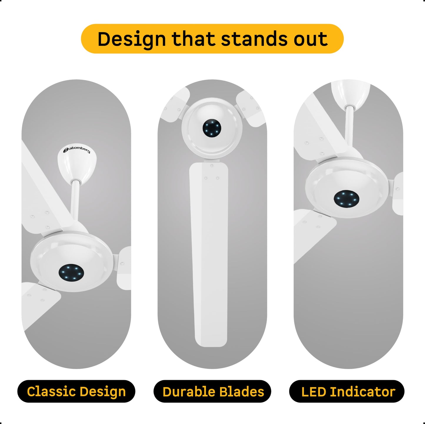 atomberg Ikano 1200mm BLDC Ceiling Fan with Remote Control | BEE 5 star Rated Energy Efficient Ceiling Fan | High Air Delivery with LED Indicators | 3 Year Warranty (Gloss Brown)