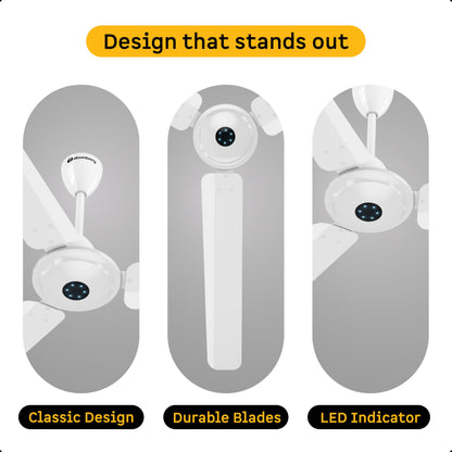 atomberg Ikano 900mm BLDC Ceiling Fan with Remote Control | BEE 5 star Rated Energy Efficient Ceiling Fan | High Air Delivery with LED Indicators | 3 Year Warranty (Gloss Ivory)