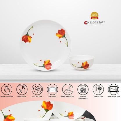 Clay Craft Fine Ceramic Eco Dinner Set, Enchanting Gold, for Family of 4, Dinner Set Ceramic, Crockery Set, Dining Set for Dinner, Crockery Set for Gift, Kitchen Set (ECO3, 8 Pieces)