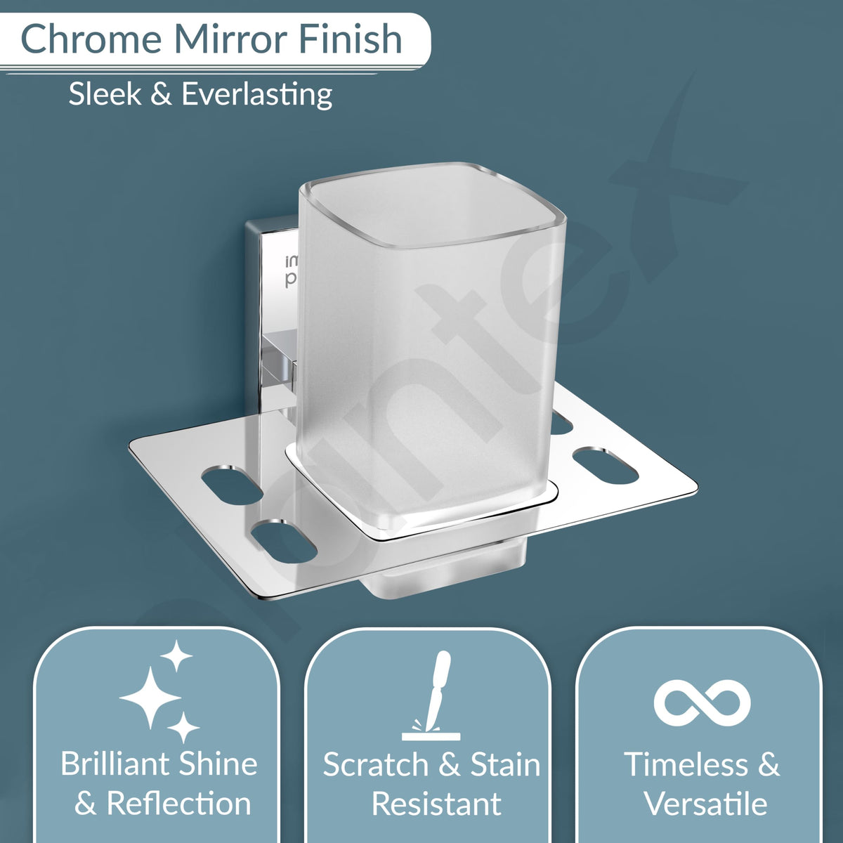 Plantex 304 Grade Stainless Steel Tooth Brush Holder/Wall Mounted Tumbler Holder for Bathroom/Bathroom Accessories - Iris (Chrome)-5