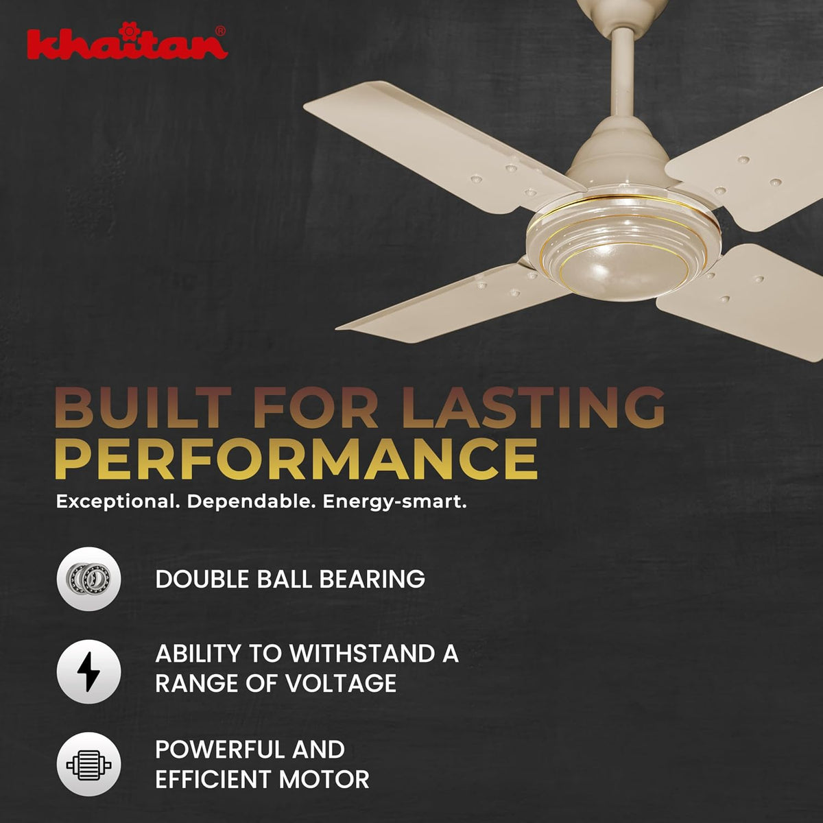 Khaitan Bullet Norwester 600 mm High Speed Ceiling Fan (Off White)-4