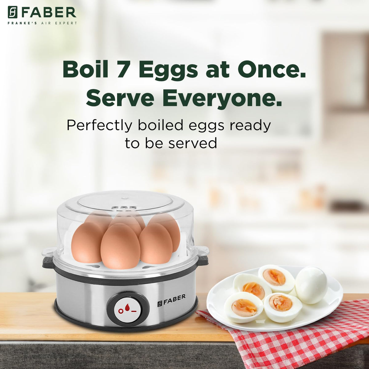 Faber Egg Boiler and Poacher | 7 Egg Capacity | Poach Egg | Steam Vegetables | Stainless Steel Body | Transparent Lid, 3