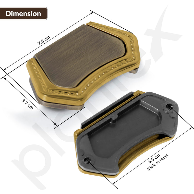 Plantex Drawer Kadi/3 Inch Chest Handle for Drawer/Rectangular Cabinet Kadi/Pull-Push Kadi for Home/Office Drawer - Pack of 3 (DTK-296, Brass Antique & Gold)-3