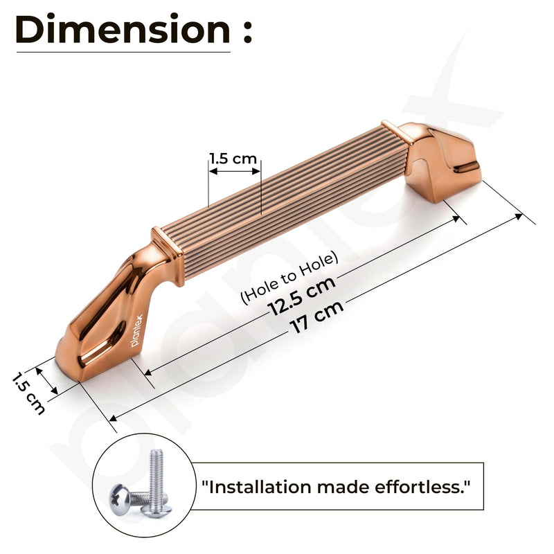 Plantex Aluminium Cabinet Handle/128mm Wardrobe Handle for Home/Cupboard Door Pull-Push Handles for Office - Pack of 2 (Rose Gold)-2