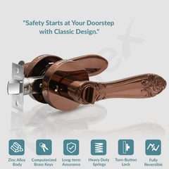 Plantex Premium Door Lock for Home/Mortise Lock for Door/Main Door Lock with 3 Key - (Rose Gold)-3