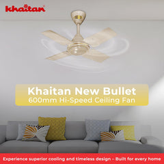 Khaitan Bullet Norwester 600 mm High Speed Ceiling Fan (Off White)-3