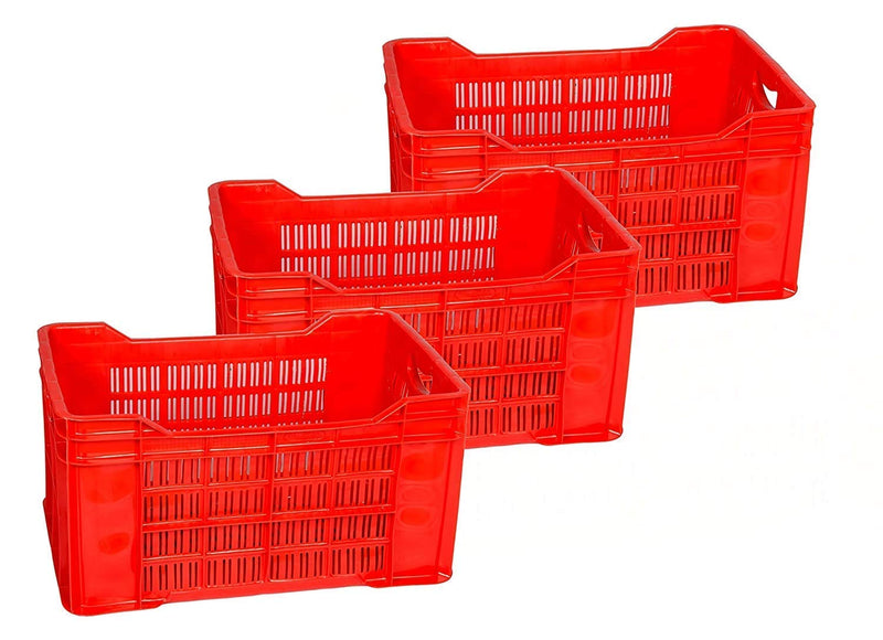 Nilkamal Plastic Rectangular Multipurpose/Vegetable/Fruit/Fish Crate (542 x 360 x 300 mm) Pack of 3 (Blue) 36x54.2x30 cm