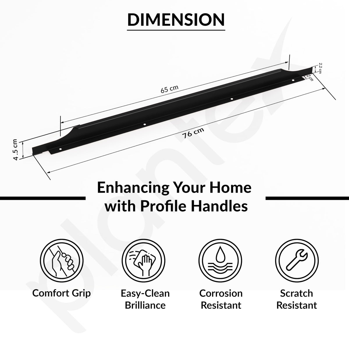 Plantex Profile Handle for Kitchen Cabinet/30 Inch Aluminium Drawer Profile Handle/Wardrobe Pull Handle for Home/Office/Hotel - Pack of 1 (Black) (Model APS-PF-1003)-3