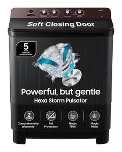 Samsung 8 kg, 5 Star, Soft Closing Door, Hexa Strom Pulsator, Semi-Automatic Top Load Washing Machine (WT80F4560RD/TL, Light Gray, 5 Year Warranty on)-1
