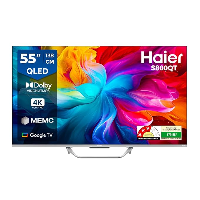 Haier 139 cm (55) S800 Series 4K Ultra HD Smart QLED Google TV 55S800QT-P (Grey)