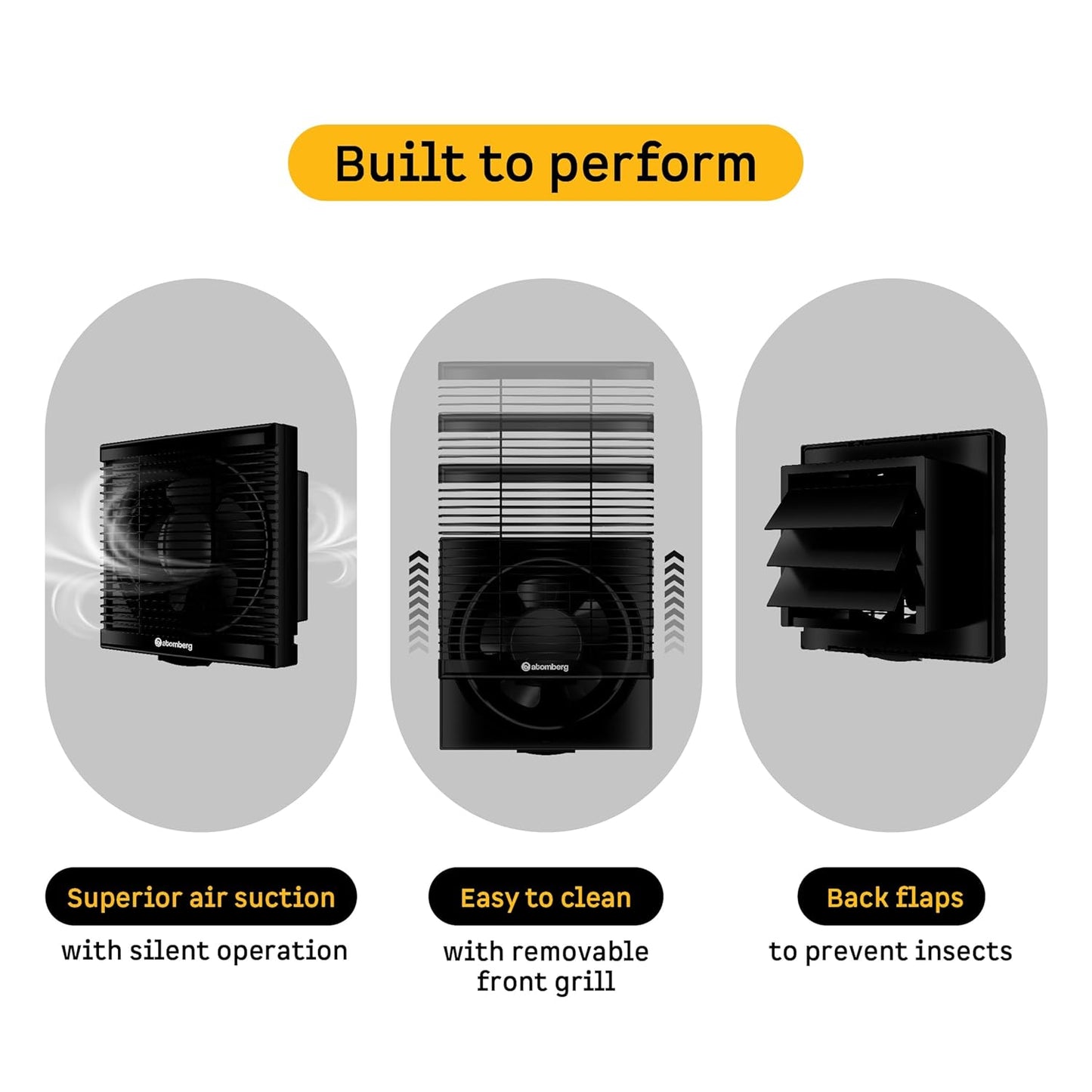 atomberg Efficio Exhaust 8 Inches | Suitable for Bathroom, Kitchen | BLDC Motor | Easy to Clean | 2 Year Warranty (Black)