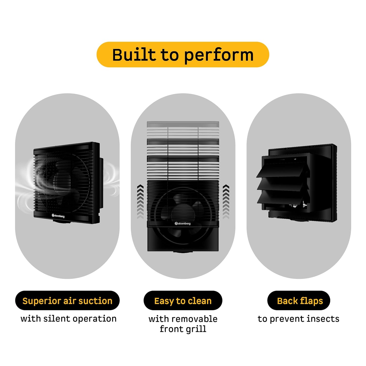 atomberg Efficio Exhaust 8 Inches | Suitable for Bathroom, Kitchen | BLDC Motor | Easy to Clean | 2 Year Warranty (Black)