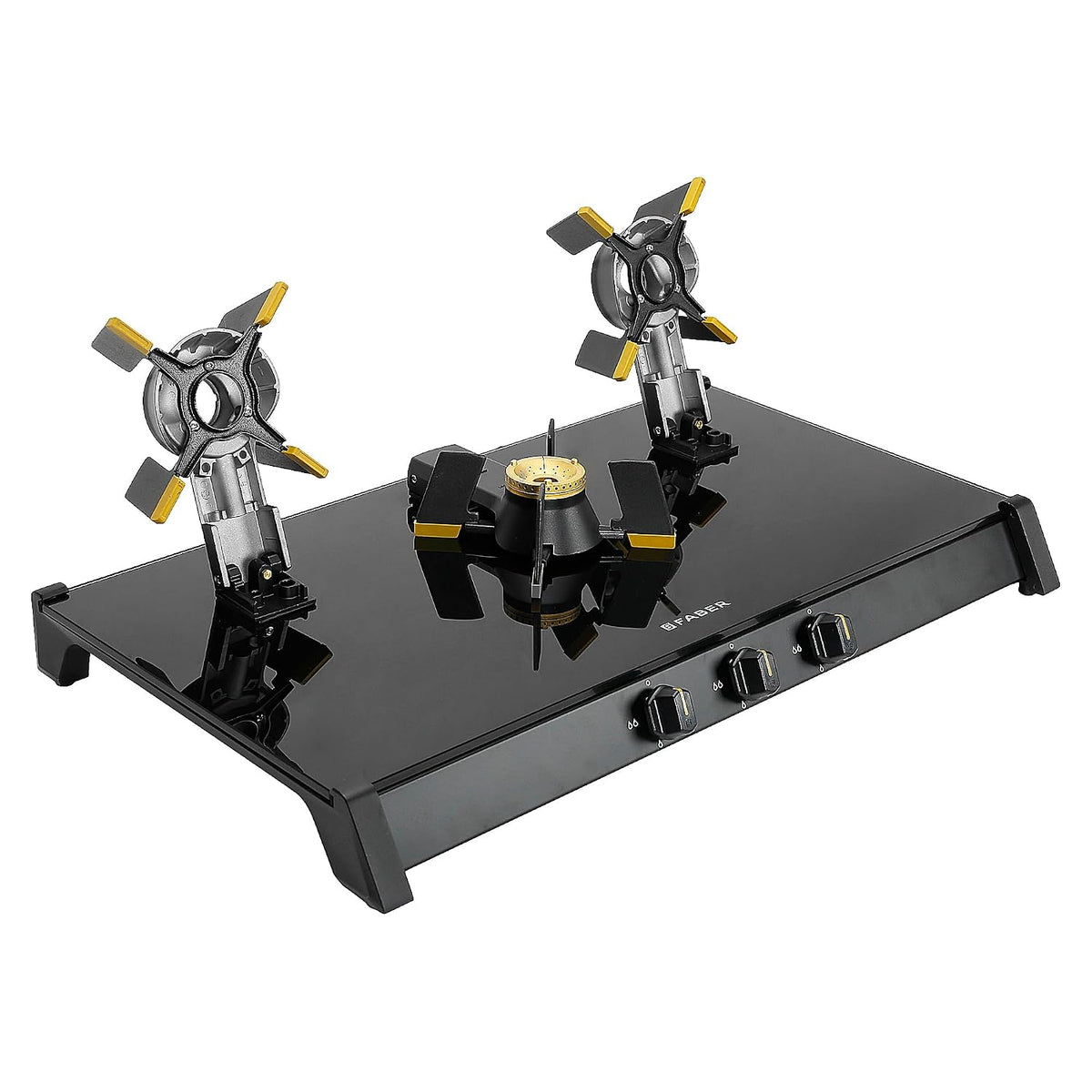 Faber Liftable Burners Freestanding Cooktop|Genius 753 Ai Bk|75Cm Width|Brass Burners|Manual Ignition|Abs Knobs|Pan Supp