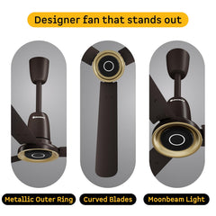atomberg Studio Nexus 1200mm BLDC Ceiling Fan with IoT & Remote Control | BEE 5-star | New Blade Design | High Air Delivery with Moonbeam Light | Low noise | 5 Year Warranty | Blaze Brown