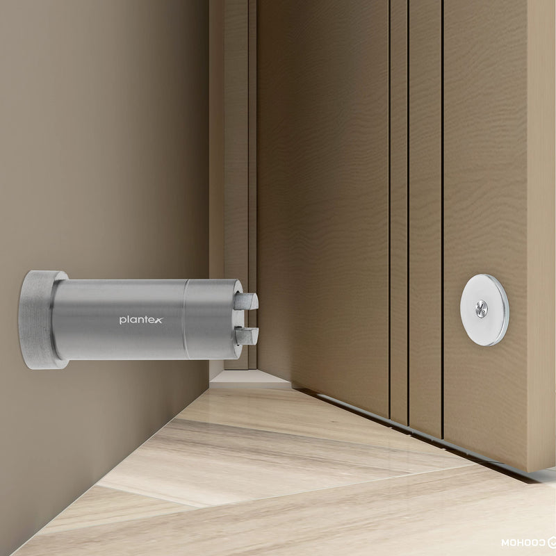 Plantex Stainless Steel Wall-Mounted Magnetic Door Stopper/Door Catcher for Wooden Door/Stops for Door - Pack of 6 (Matt)-1