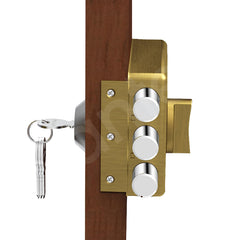 Plantex Heavy Duty Tri Bolt Keypad Lock with Key & Knob for Main Door/Suitable on Single Door for Home,Office,Hotel (Brass Antique)-6