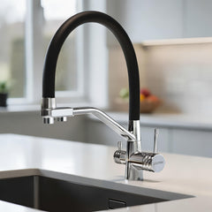 Plantex Pure Brass Flexible Tap for Kitchen Sink/Dual Flow Pull Out Sink Mixer Tap Hot and Cold/Movable/Rotable Water Mixer Faucet - (7904, Chrome)-1