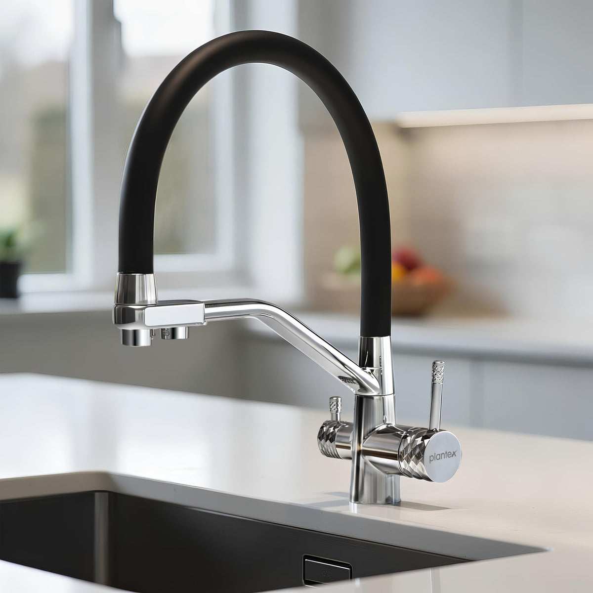 Plantex Pure Brass Flexible Tap for Kitchen Sink/Dual Flow Pull Out Sink Mixer Tap Hot and Cold/Movable/Rotable Water Mixer Faucet - (7904, Chrome)