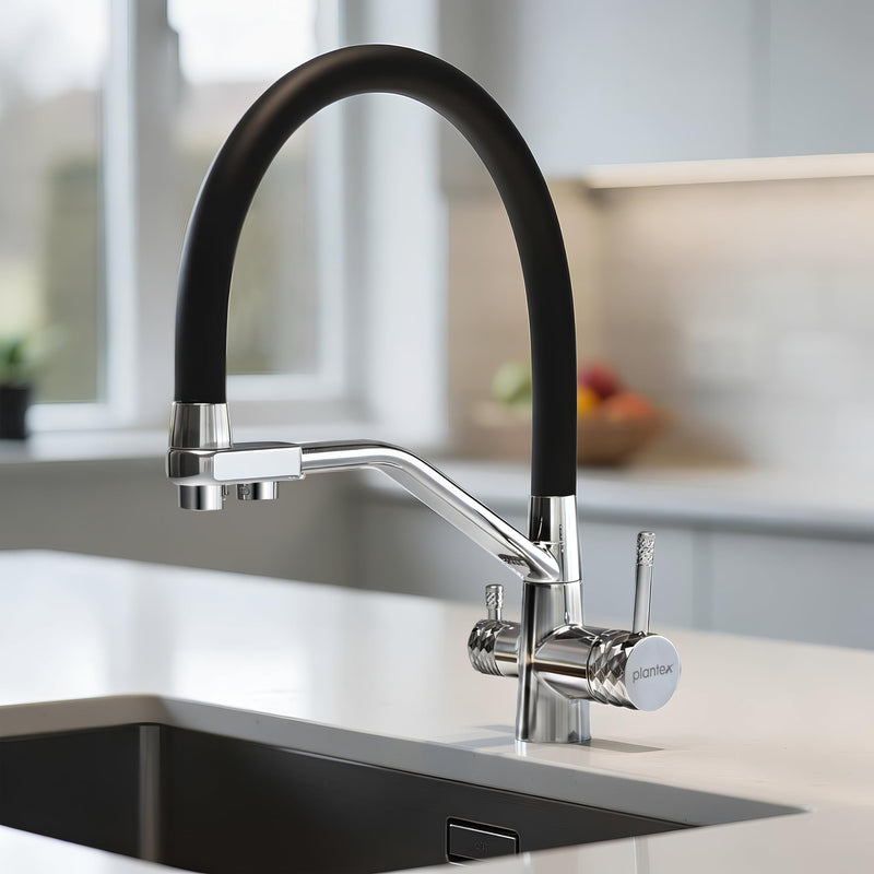 Plantex Pure Brass Flexible Tap for Kitchen Sink/Dual Flow Pull Out Sink Mixer Tap Hot and Cold/Movable/Rotable Water Mixer Faucet - (7904, Chrome)-1