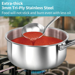 Hawkins Pro 1.5 Litre Sauce Pan, Tri-Ply Stainless Steel Tea Pan/Milk Pan with Stainless Steel Lid, Silver (PSSP15S)