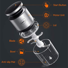 Pigeon Ultra Fast Electric 300 Watts Electric Chopper For Kitchen, Twin Blade Technology, 600 Ml 'Chop-N-Store' Plastic Bowl With Lid, Vegetable Chopper, Cutter, Chop, Mince, Dice, Whisk, Blend, Red