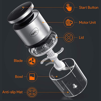Pigeon Ultra Fast Electric 300 Watts Electric Chopper For Kitchen, Twin Blade Technology, 600 Ml 'Chop-N-Store' Plastic Bowl With Lid, Vegetable Chopper, Cutter, Chop, Mince, Dice, Whisk, Blend, Red